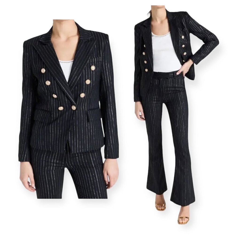 Generation Love ‎ Delilah Pinstripe Blazer, Size S, Black/Gold, New with tag,